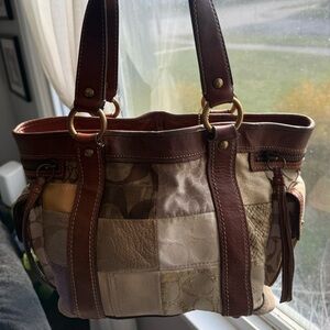 Coach Patchwork Leather Tote Bag in Brown